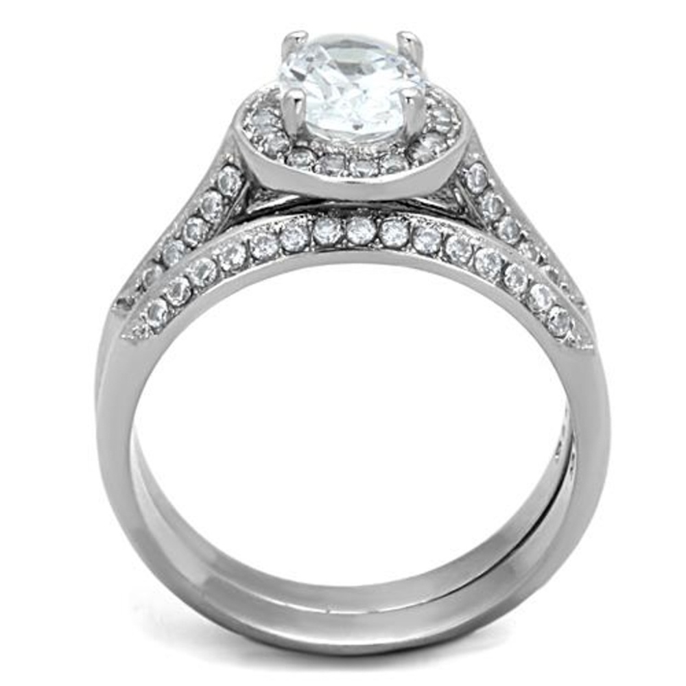 2.65 Ct Zirconia  Stainless Steel Wedding Ring Set - Picture 3 of 5